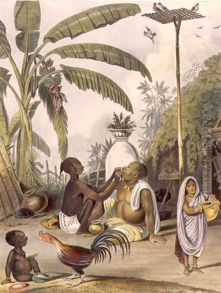 The Village Barber, plate 6 from Indians, engraved by J. Bouvier, 1842 Oil Painting by Tayler, William