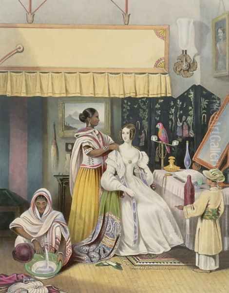 The Young Ladys Toilet, plate 2 from Anglo Indians, engraved by J. Bouvier, 1842 Oil Painting by Tayler, William