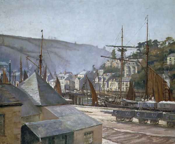 The Quayside, Brixham Oil Painting by Eleanor S. Temple