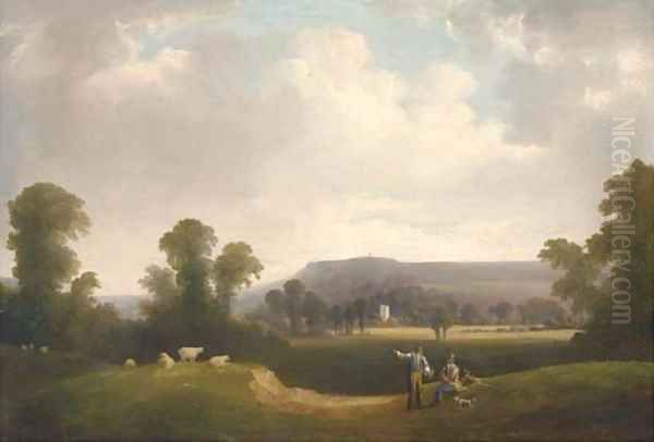 Exwick church and Haldon Beacon from Exwick fields, Devonshire Oil Painting by John Wallace Tucker