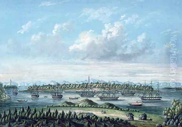 View of Whampoa, c.1860 Oil Painting by Tinqua