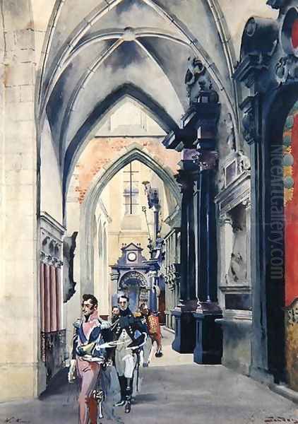 Interior of the Cathedral at Wawel, 1910 Oil Painting by Stanislaw Tondos