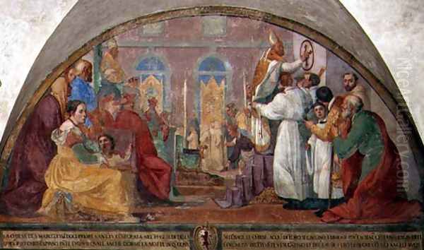 Pope Eugene IV Consecrating the convent of San Marco in 1442 Oil Painting by Alessandro Tiarini