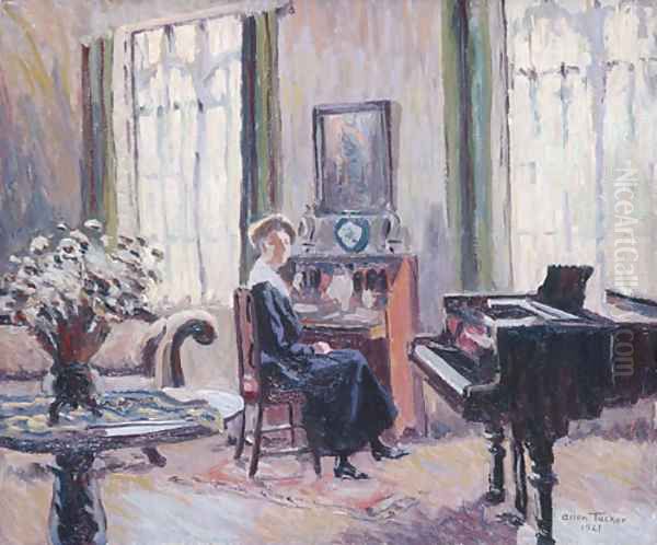 Interior 1921 Oil Painting by Allen Tucker