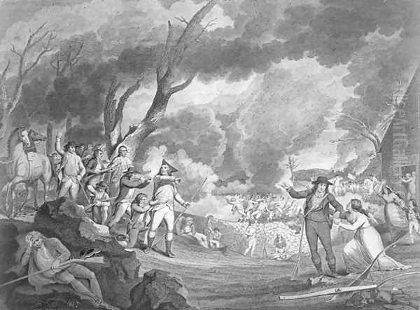 Battle of Lexington, April 19th 1775, engraved by Cornelius Tiebout c.1773-1832 Oil Painting by Tisdale, Elkanah