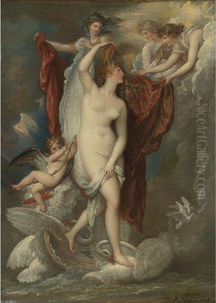 Venus At Her Birth Attired By The Three Graces Oil Painting by Benjamin West