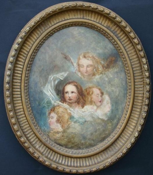 Cherubs Heads Oil Painting by Benjamin West