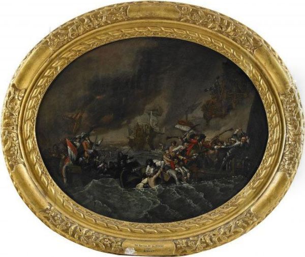 The Battle At La Hoghue Oil Painting by Benjamin West