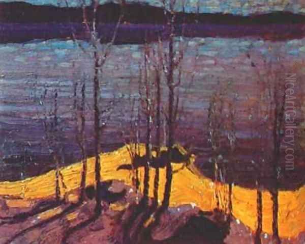 Moonlight and Birches Oil Painting by Thomas Thompson