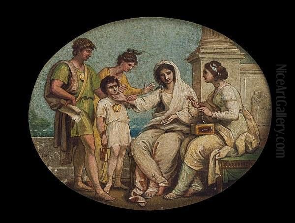 The Mother Of The Gracchi Displays Her Children As Her Only Jewels Oil Painting by Benjamin West