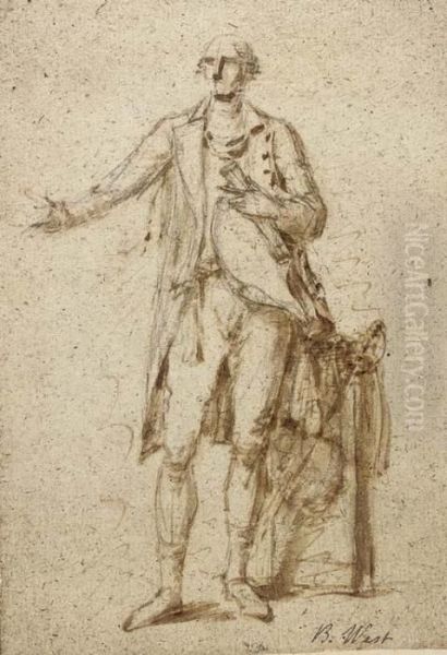 Study Of A Standing Man, Possibly A Study For Portrait Of Lord Camden Oil Painting by Benjamin West