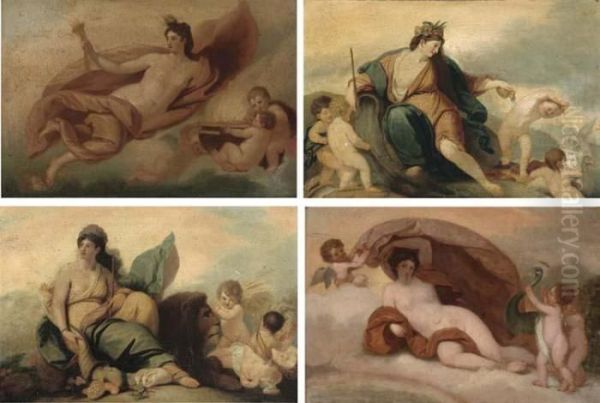 The Graces Unveiling Nature Oil Painting by Benjamin West