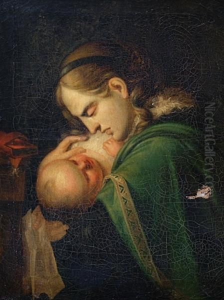 Mother And Baby Oil Painting by Benjamin West