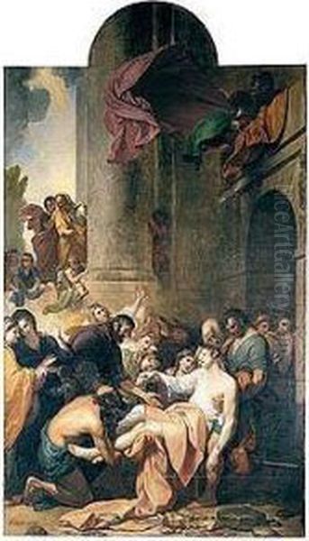 Devout Men Taking The Body Of St Stephen Oil Painting by Benjamin West