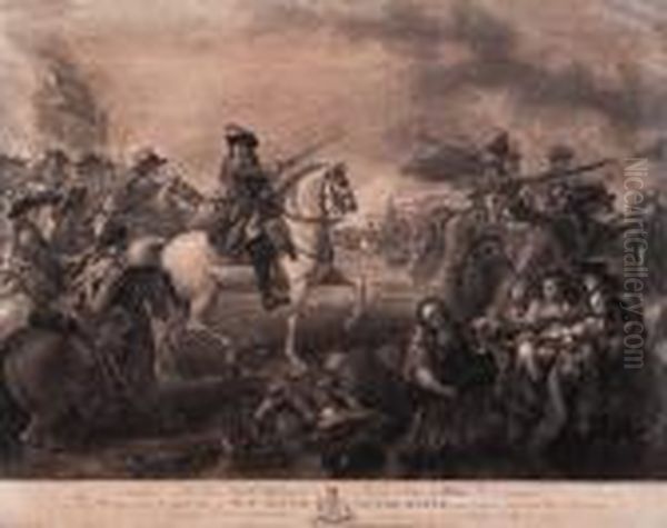 The Battle At La Hogue; And The Battle Of The Boyne Oil Painting by Benjamin West