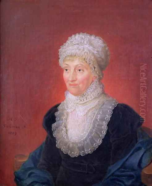 Caroline Herschel 1750-1848, 1829 Oil Painting by Martin Francois Tielemans