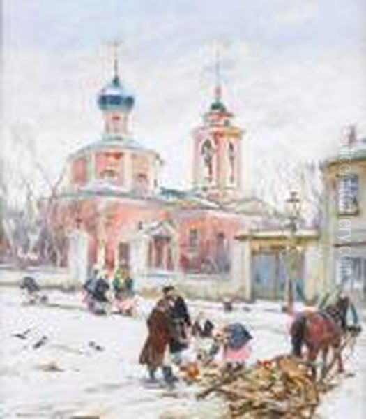 Winter Morning Oil Painting by Constantin Alexandr. Westchiloff