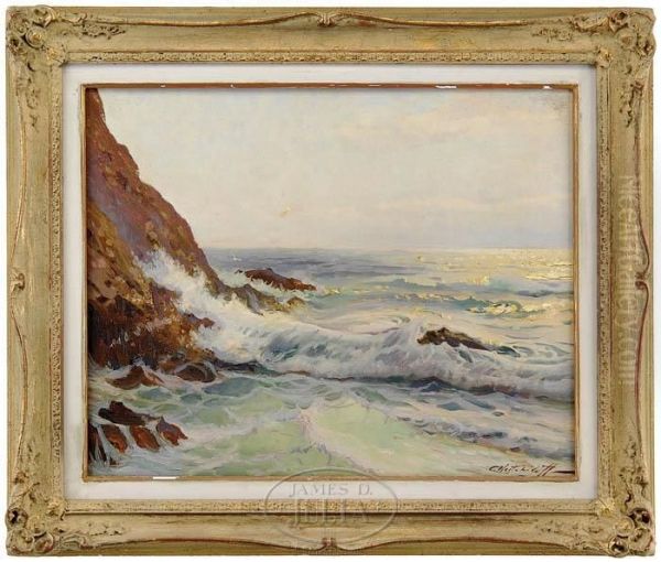 Waves Breaking On The Rocky Coast Oil Painting by Constantin Alexandr. Westchiloff