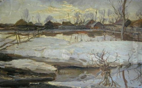 Snowscape Oil Painting by Constantin Alexandr. Westchiloff