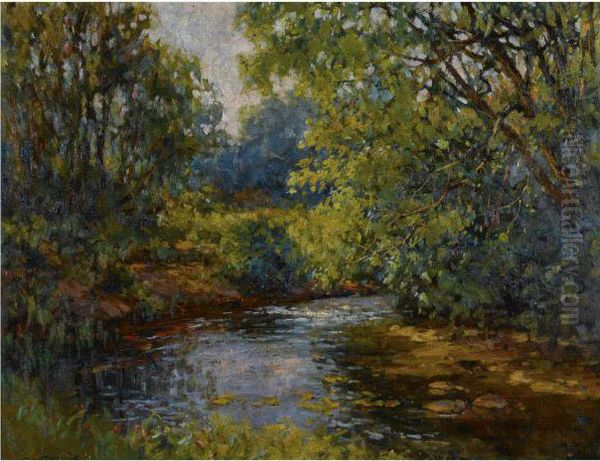 Stream In New England Oil Painting by Constantin Alexandr. Westchiloff