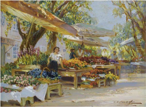 The Flower Seller Oil Painting by Constantin Alexandr. Westchiloff