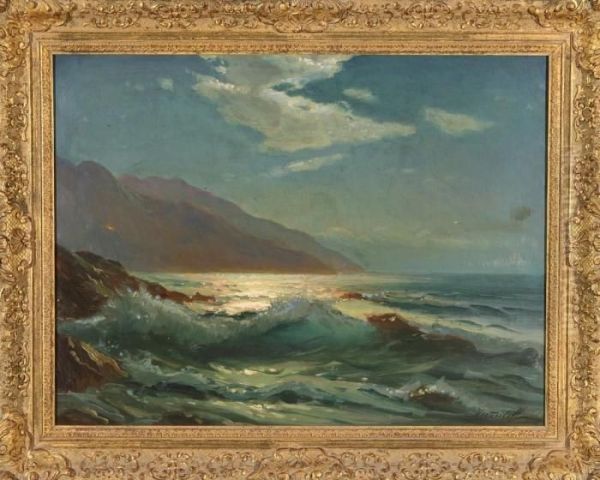 Stormy Sea On A Moonlit Evening Oil Painting by Constantin Alexandr. Westchiloff