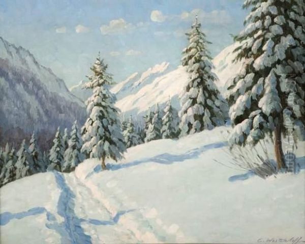 Paysage Sous La Neige Oil Painting by Constantin Alexandr. Westchiloff