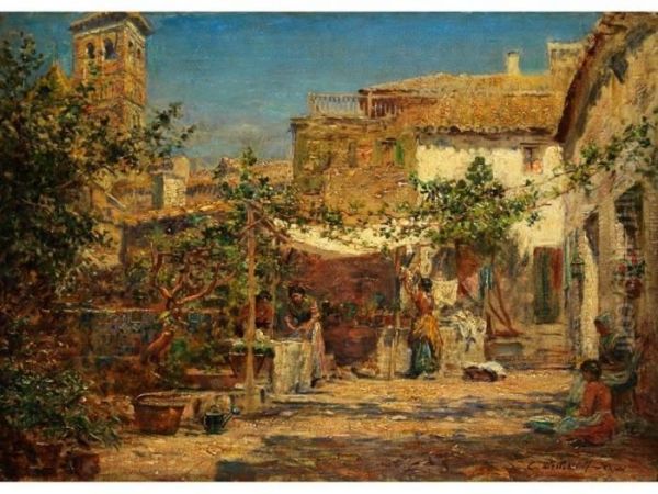 Der Italienische Hof/ Capri Oil Painting by Constantin Alexandr. Westchiloff