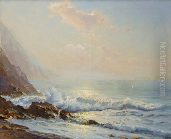 Soleil Couchant Sur La Cote Rocheuse Oil Painting by Constantin Alexandr. Westchiloff