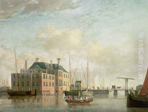 The Customs House, Amsterdam Oil Painting by Jan Ten Compe or Kompe