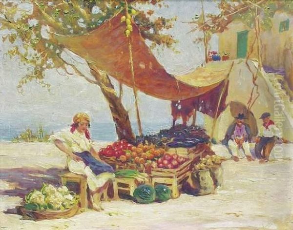 Une Boutique A Capri Oil Painting by Constantin Alexandr. Westchiloff