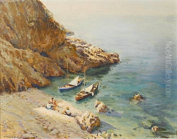 Beach Cove At Amalfi Oil Painting by Constantin Alexandr. Westchiloff