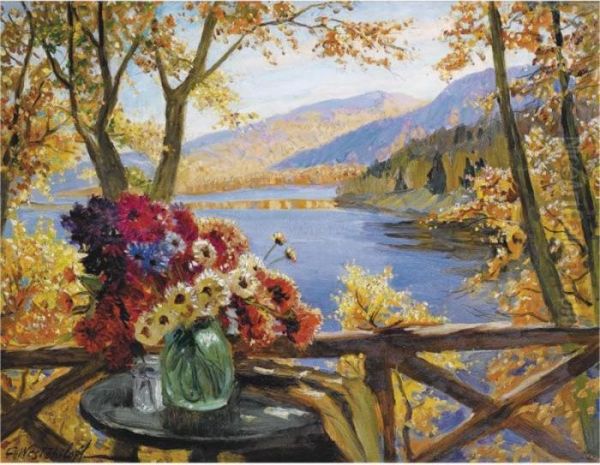 Vase Of Flowers Oil Painting by Constantin Alexandr. Westchiloff