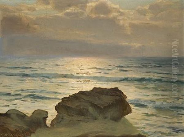 Rocky Seashore Oil Painting by Constantin Alexandr. Westchiloff