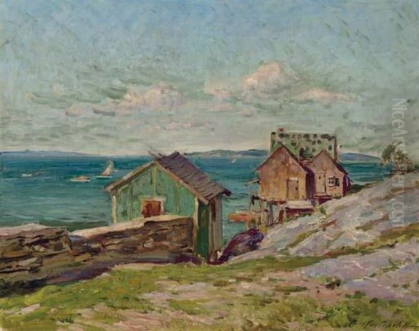 Houses On The Cove Oil Painting by Constantin Alexandr. Westchiloff