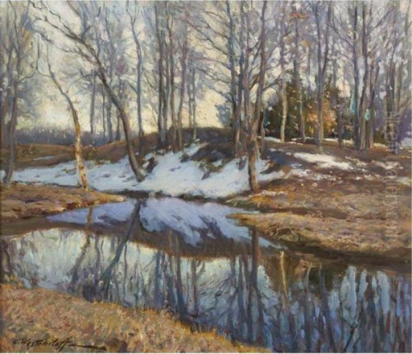 Winter Brook Oil Painting by Constantin Alexandr. Westchiloff