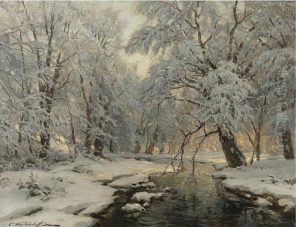 Winter In The Forest Oil Painting by Constantin Alexandr. Westchiloff