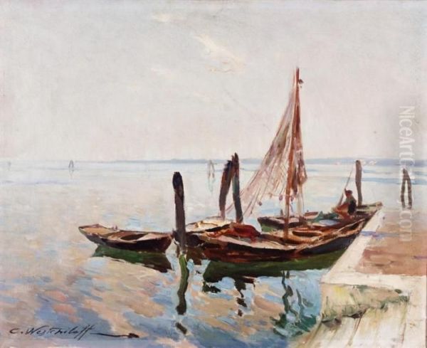 Boat Oil Painting by Constantin Alexandr. Westchiloff