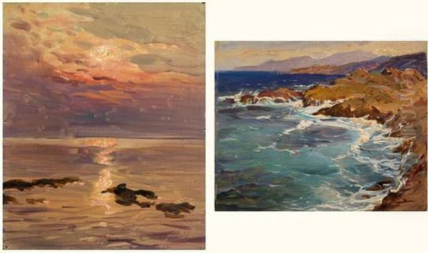 Two Seascapes Oil Painting by Constantin Alexandr. Westchiloff