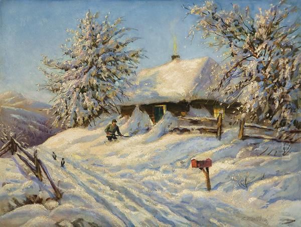 Shoveling Out Oil Painting by Constantin Alexandr. Westchiloff