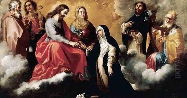 The Mystic Marriage of St Catherine of Siena Oil Painting by Clemente de Torres