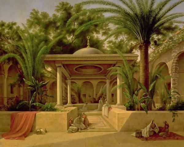 The Khabanija Fountain, Cairo, 1845 Oil Painting by Grigory Tchernezov