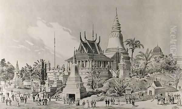 The Cambodian Palace at the Trocadero, the Universal Exhibition of 1900 Oil Painting by Henri Toussaint