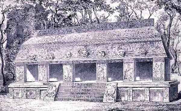 Restoration of the Inner Wing of the Palace at Palenque, from The Ancient Cities of the New World, by Claude-Joseph-Desire Charnay, pub. 1887 Oil Painting by Henri Toussaint