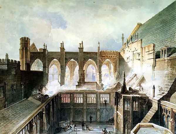 The Destruction of St. Stephens Chapel, Westminster, 1834 Oil Painting by John Taylor