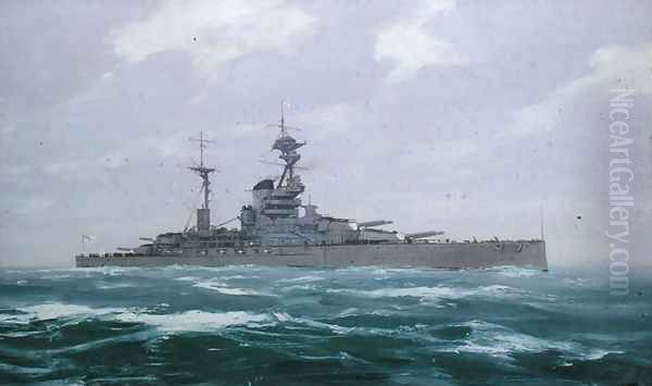 HMS Resolution, 1923 Oil Painting by Duff Tollemache