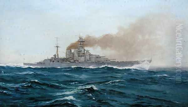 HMS Hood, 1919 Oil Painting by Duff Tollemache