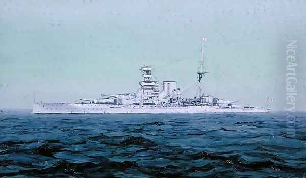 HMS Queen Elizabeth, 1927 Oil Painting by Duff Tollemache