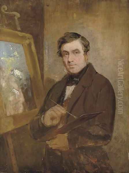 Self-portrait at an easel, 14 November 1816 Oil Painting by Thomson, Rev. John of Duddingston