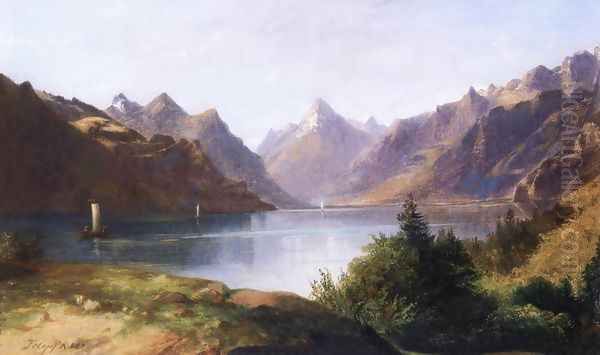 Tarn 1880 Oil Painting by Karoly Telepy